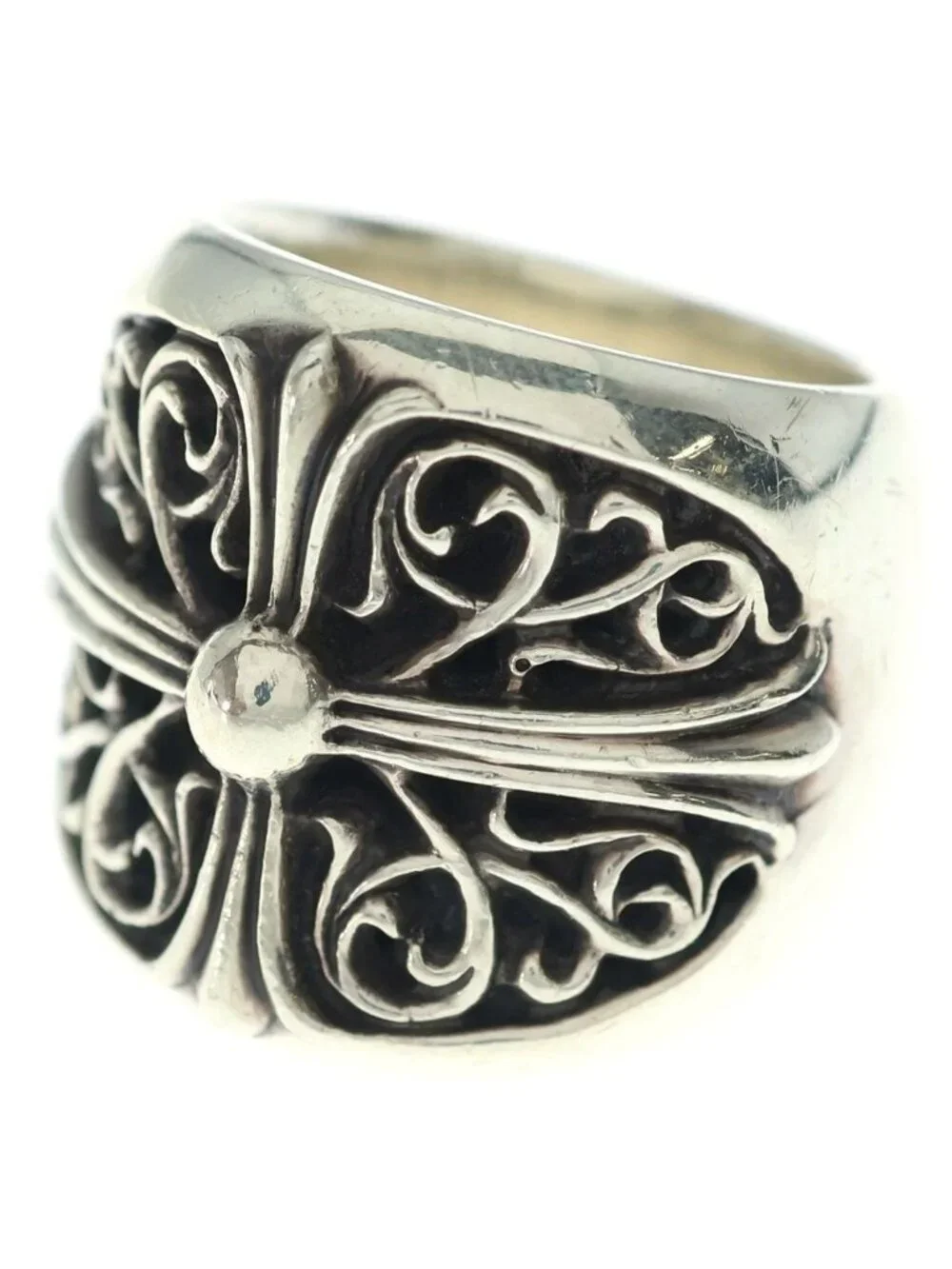 Chrome Hearts Classic Oval Cross Ring Silver